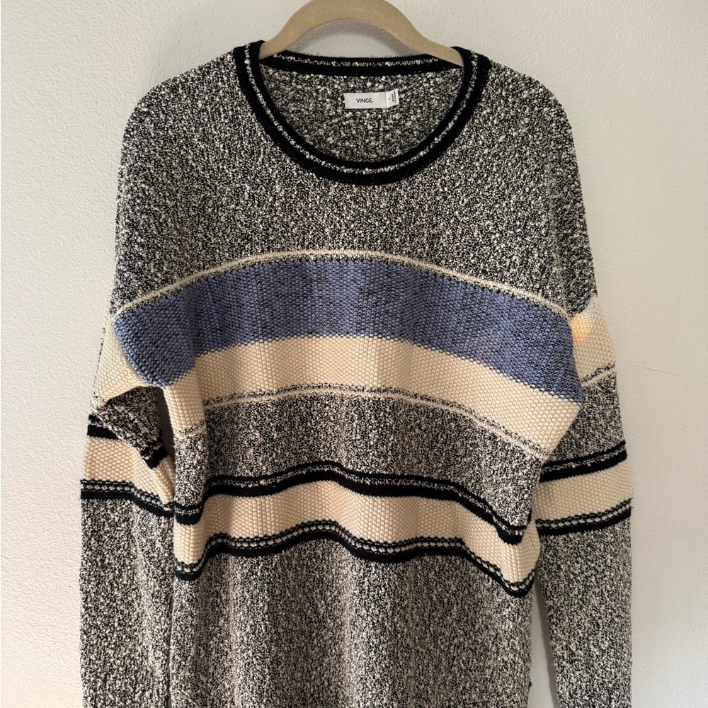 Vince Black and Cream Crew Neck Sweater